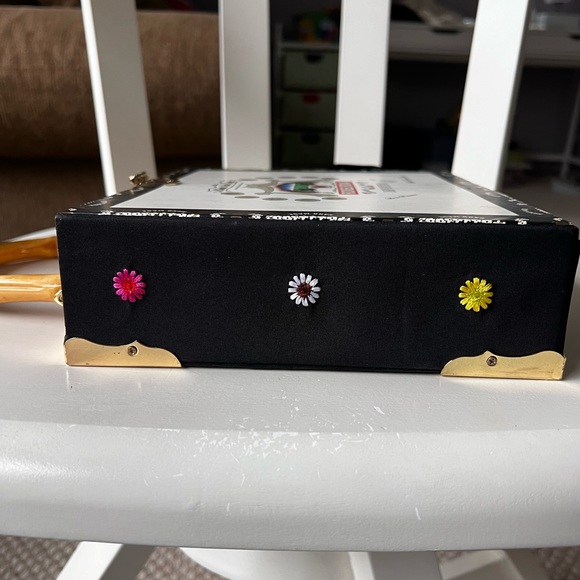 Romeo Roma Vintage Style Cigar Box Purse Patterned Floral Back Rainbow Flowers - Picture 6 of 13